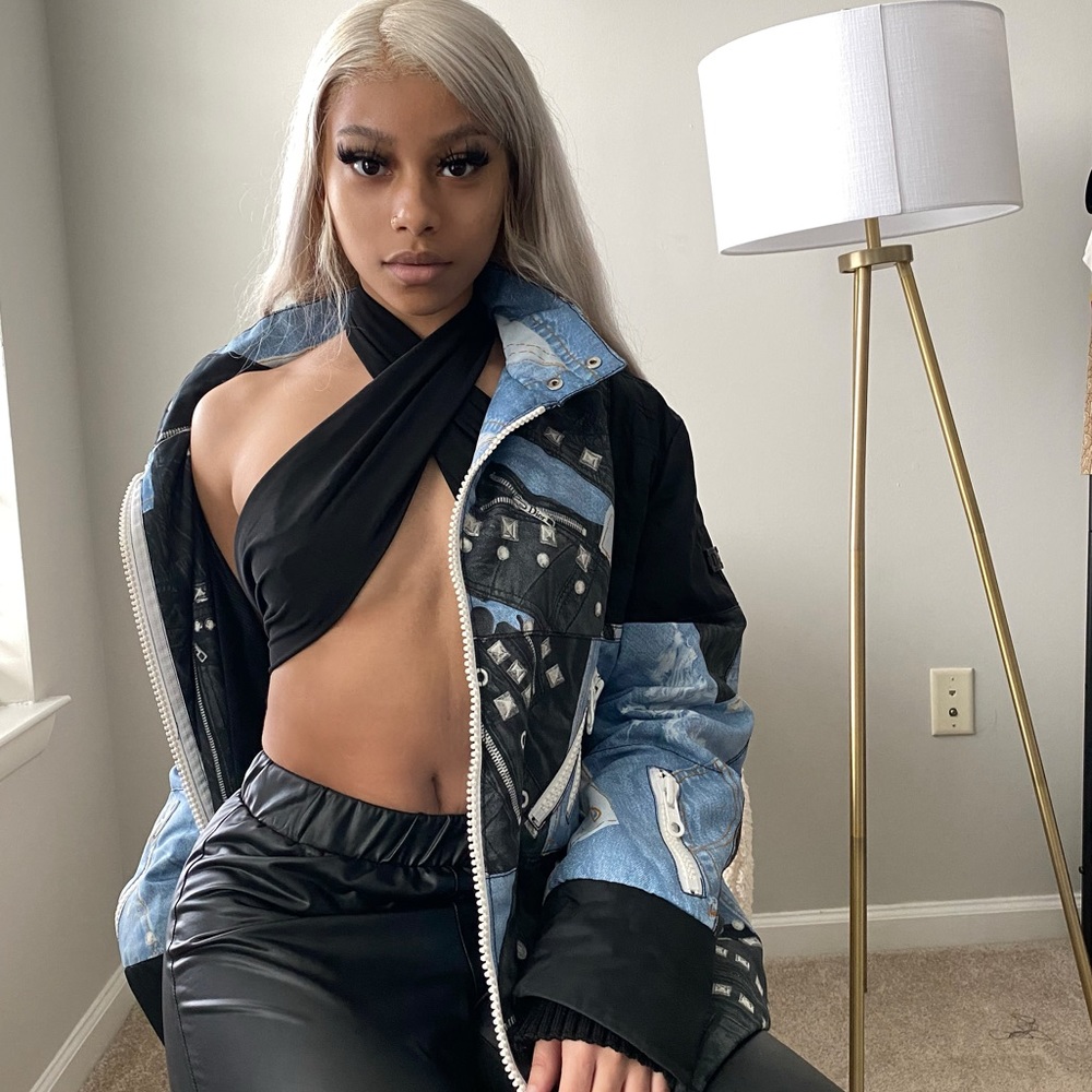 SOLD 📣 Vintage Christian Dior Denim and Leather Print Jacket - Picture 1 of 8